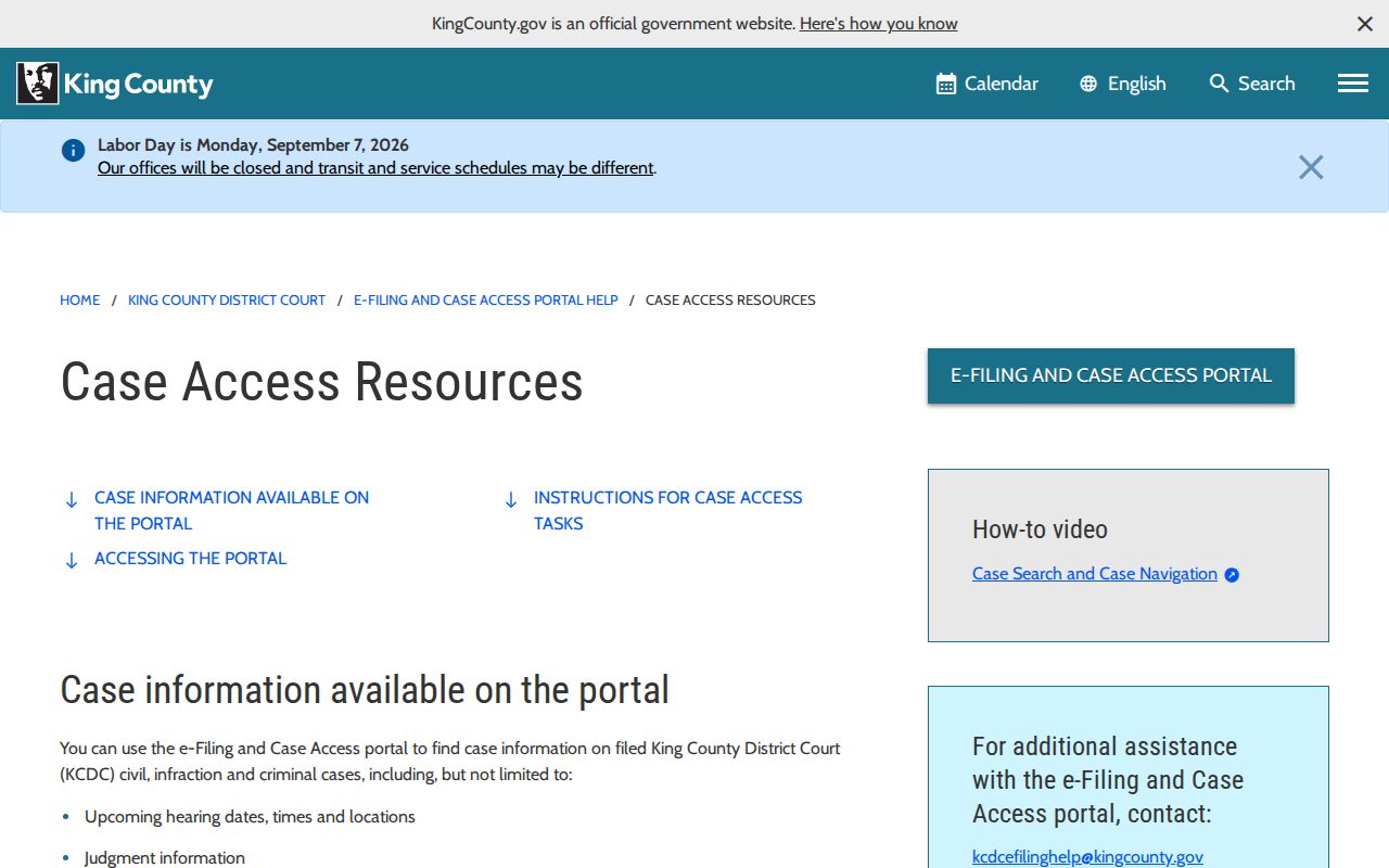 Issaquah resident lookup through King County District Court case access