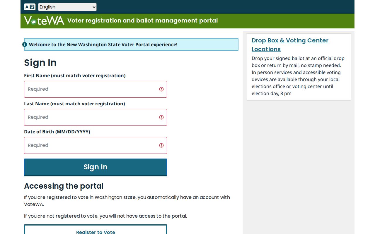 Issaquah resident lookup fields in the VoteWA portal